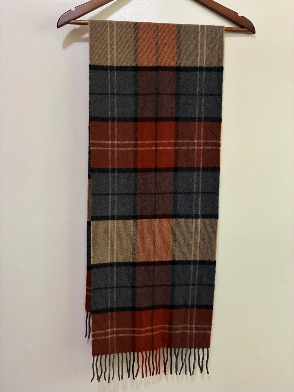 Jos. A. Bank Rust, Tan & Charcoal Plaid Cashmere Scarf